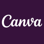 logotipo de canva sobre fondo morado oscuro