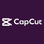 logotipo de capcut sobre fondo morado oscuro
