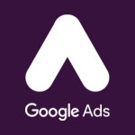 logotipo de google ads sobre fondo morado oscuro