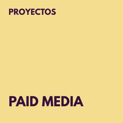 texto de paid media en morado oscuro sobre fondo amarillo