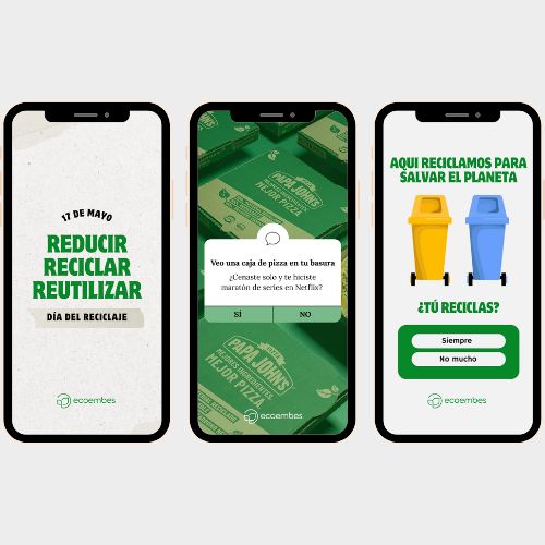 Proyecto de social media donde se pueden ver varias publicaciones de instagram de ecoembes