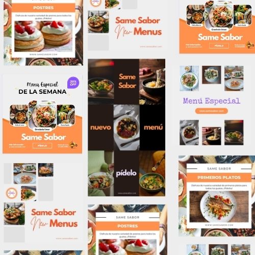 Proyecto de social media donde se pueden ver varias publicaciones de instagram en same sabor